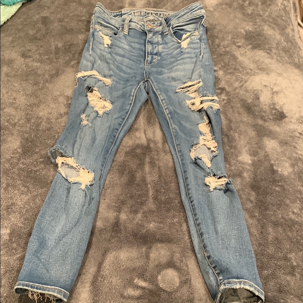 American Eagle Outfitters Blue Skinny Jeans Distressed Style